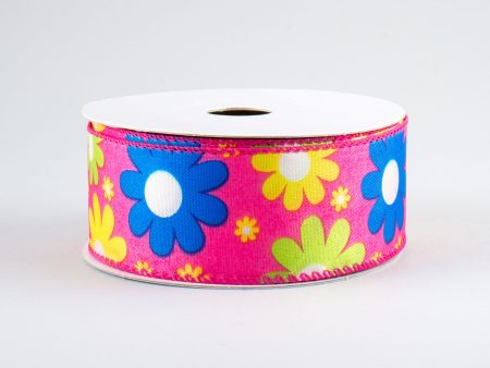 1.5  Bright Flowers Ribbon: Fuchsia (10 Yards) Online