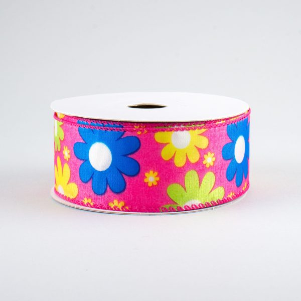 1.5  Bright Flowers Ribbon: Fuchsia (10 Yards) Online