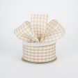 1.5  Gingham Check Wired Ribbon: Tan & Cream (10 Yards) For Discount