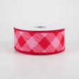 1.5  Diagonal Stripe Check Ribbon: Pink & Red (10 Yards) on Sale