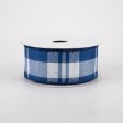 1.5  Eday Plaid Ribbon: Blue & White (10 Yards) For Cheap