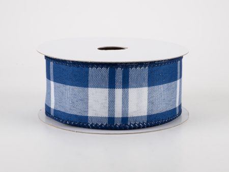 1.5  Eday Plaid Ribbon: Blue & White (10 Yards) For Cheap