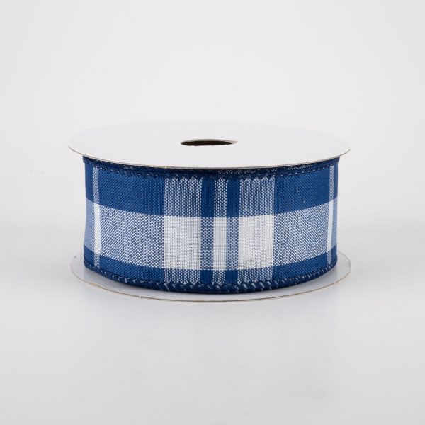 1.5  Eday Plaid Ribbon: Blue & White (10 Yards) For Cheap