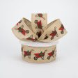 1.5  Christmas Wheelbarrow Ribbon: Natural (10 Yards) Cheap