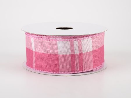 1.5  Eday Plaid Ribbon: Blush Pink & White (10 Yards) Online Hot Sale