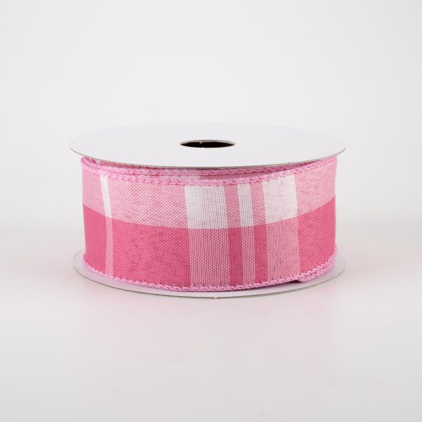 1.5  Eday Plaid Ribbon: Blush Pink & White (10 Yards) Online Hot Sale