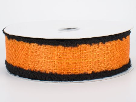 1.5  Chenille Edge Ribbon: Orange & Black (10 Yards) Fashion