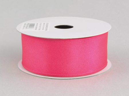 1.5  Double Face Satin Wired Ribbon: Hot Pink (10 Yards) For Sale