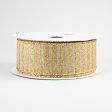 1.5  Glitter Stripe Canvas Ribbon: Beige & Gold (10 Yards) Hot on Sale