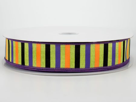 1.5  Halloween Horizontal Stripe Ribbon: Lime (50 Yards) Online Sale