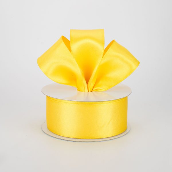 1.5  Double Face Satin Wired Ribbon: Yellow (10 Yards) For Cheap