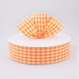 1.5  Gingham Check Wired Ribbon: Orange & White (50 Yards) Hot on Sale