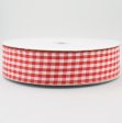 1.5  Gingham Check Wired Ribbon: Red & White (50 Yards) Supply