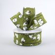 1.5  Cotton Boll Ribbon: Moss Green (10 Yards) Sale