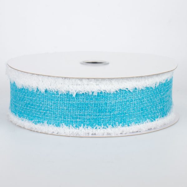 1.5  Chenille Edge Ribbon: Light Blue & White (10 Yards) Hot on Sale