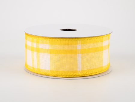 1.5  Eday Plaid Ribbon: Yellow & White (10 Yards) Sale