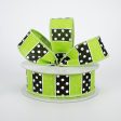 1.5  BW Polka Dot Stripes Ribbon: Lime (10 Yards) on Sale