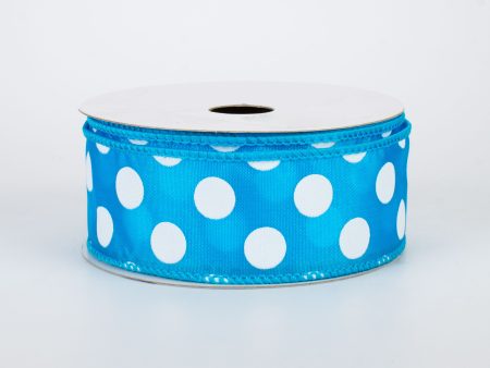 1.5  Big Polka Dot Ribbon: Blue & White (10 Yards) For Cheap