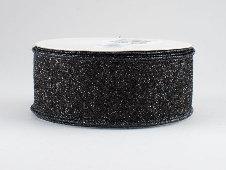 1.5  Glitter On Fabric Ribbon: Black (10 Yards) Online now