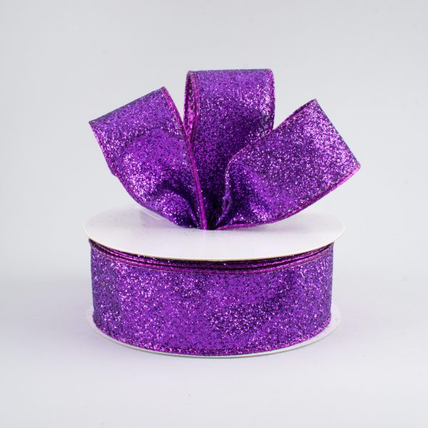 1.5  Glitter On Metallic Ribbon: Purple (10 Yards) For Discount