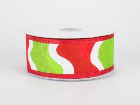 1.5  Christmas Wave Stripes Ribbon (10 Yards) Supply