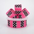 1.5  BW Polka Dot Stripes Ribbon: Hot Pink (10 Yards) Discount