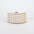 1.5  Gingham Check Wired Ribbon: Tan & Cream (10 Yards) For Discount