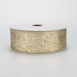 1.5  Glitter On Metallic Ribbon: Champagne (10 Yards) Online Sale