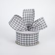 1.5  Gingham Check Wired Ribbon: Grey & White (10 Yards) on Sale