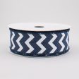 1.5  Canvas Chevron Ribbon: Navy Blue & White (10 Yards) Supply