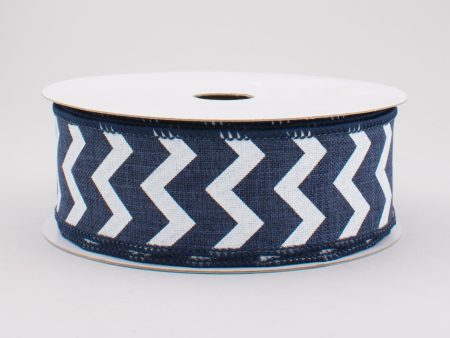 1.5  Canvas Chevron Ribbon: Navy Blue & White (10 Yards) Supply