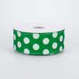 1.5  Glittered Medium Polka Dots Ribbon: Iridescent & Emerald (10 Yards) on Sale