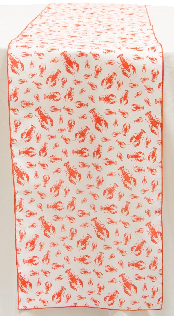 72  Crawfish Print Table Runner: Red on White Online Hot Sale