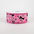 1.5  Dog Bone, Paw, Heart Ribbon: Pink (10 Yards) Supply