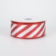 1.5  Glitter Candy Cane Stripe Ribbon (10 Yards) Sale