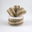 1.5  Glittered Music Note Ribbon: Faux Burlap (10 Yards) Online now