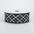 1.5  Glittered Argyle Ribbon: Black & White (10 Yards) For Discount