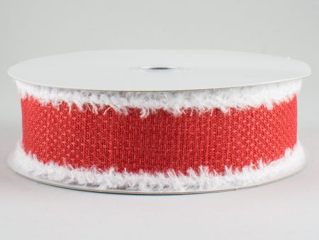 1.5  Chenille Edge Ribbon: Red & White (10 Yards) Hot on Sale