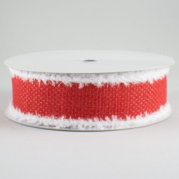 1.5  Chenille Edge Ribbon: Red & White (10 Yards) Hot on Sale