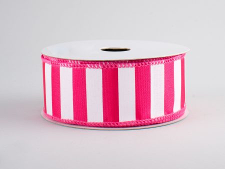 1.5  Medium Stripe Ribbon: Hot Pink & White (10 Yards) Supply