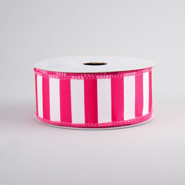 1.5  Medium Stripe Ribbon: Hot Pink & White (10 Yards) Supply