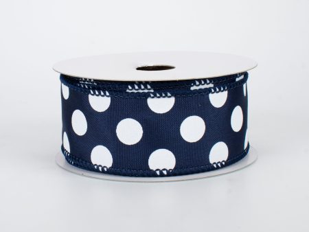 1.5  Big Polka Dot Ribbon: Navy Blue & White (10 Yards) For Cheap