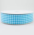 1.5  Gingham Check Wired Ribbon: Turquoise Blue & White (50 Yards) Online Sale