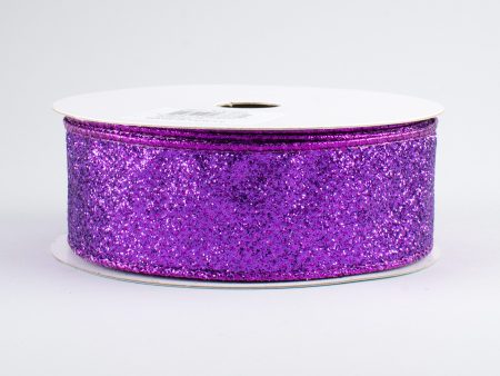 1.5  Glitter On Metallic Ribbon: Purple (10 Yards) For Discount