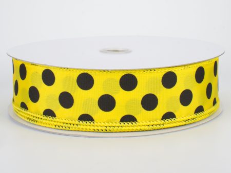 1.5  Big Polka Dot Ribbon: Yellow & Black (50 Yards) For Cheap