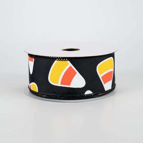 1.5  Candy Corn Ribbon: Black (10 Yards) For Sale