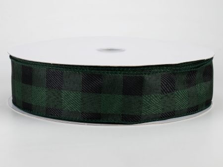 1.5  Check Buffalo Plaid Ribbon: Emerald & Black (50 Yards) Sale