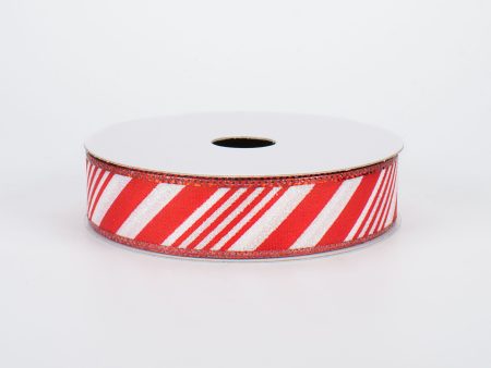 7 8  Iridescent Glitter Candy Cane Ribbon (10 Yards) Online Hot Sale