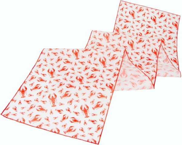 72  Crawfish Print Table Runner: Red on White Online Hot Sale