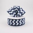 1.5  Canvas Chevron Ribbon: Navy Blue & White (10 Yards) Supply